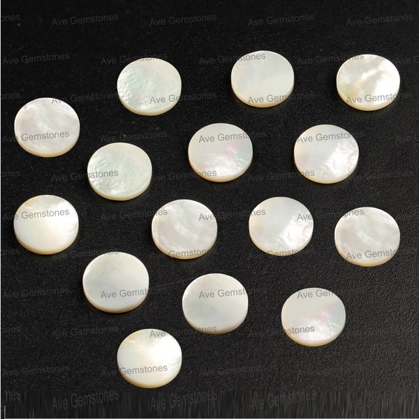 Nacre, coquille MOP, disque rond plat, pierre semi-précieuse, lisse calibrée, pierre précieuse en vrac, pour bijoux, toutes tailles disponibles