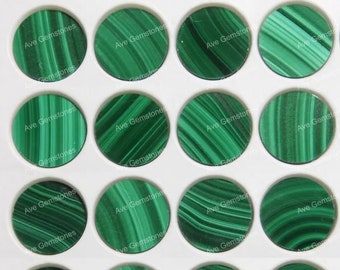 Malachite verte naturelle, pièce ronde, plat des deux côtés, pierre semi-précieuse, pierre lâche, pour bijoux, fournisseur en gros, toutes tailles disponibles