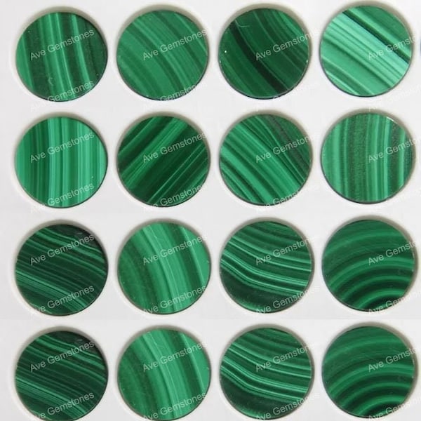 Natural Green Malachite, Round Coin, Both Side Flat, Semi Precious Stone, Loose Stone, For Jewelry, Wholesale Supplier, All Sizes Available