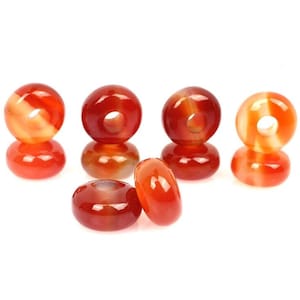Naturlig röd onyx karneol skärm 14x8x5mm rondell släta, halvädelstenar, stora stora hålpärlor, europeiska charmspärlor till Pandora armband