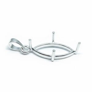 925 sterlingzilveren marquise semi-gemonteerde hanger zetting: ingekerfd 6 x 3 mm tot 20 x 10 mm voor gefacetteerde/cabochon marquisestenen