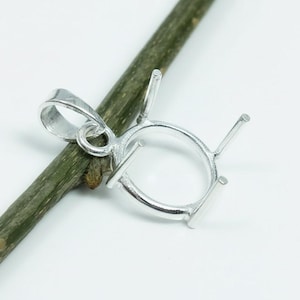925 Sterling Silver round semi mount pendant settings Pr-notched 6mm to 20mm for faceted/cabochon round stones