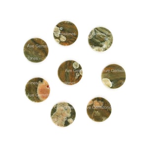 Rainforest Jasper, Round Coin, Both Side Flat, Semi Precious Stone, Rhyolite Stones, For Jewelry, Wholesale Supplier, All Size Available