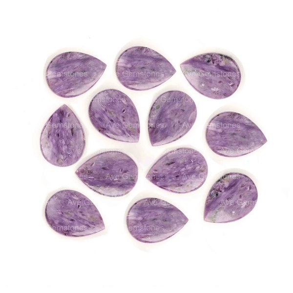 Natural Russian Charoite Smooth Briolette Pear Shape Gemstone For Jewelry Making, Semi Precious Good Quality Pear Beads All Sizes Available