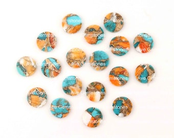 Spiny Oyster Copper Turquoise Round Coin Both Side Flat Gemstone, Loose Gemstone, Semi Precious Stone, For Jewelry Making, All Sizes Avail