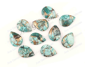 Natural Chrysocolla Copper, Pear Calibrated Smooth Briolette, For Jewelry, Semi Precious Stone, Wholesale Supplier, All Sizes Available