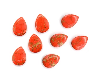 Natural Red Copper Turquoise, Pear Calibrated Smooth Briolette, For Jewelry, Semi Precious Stone, Wholesale Supplier, All Sizes Available