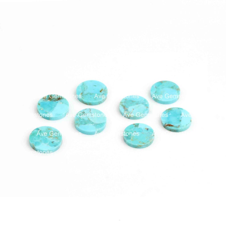 Arizona Turquoise, Round Shape Flat, Coin Gemstone, Both Side Flat, Semi Precious Stone, Kingman Turquoise, For Jewelry, All Sizes Available