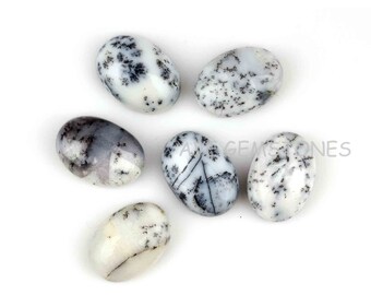 Natural Dendritic Agate, Oval Cabochon, Semi Precious Stone, Calibrated Smooth, Loose Gemstone, For Jewelry, Wholesaler All Sizes Available