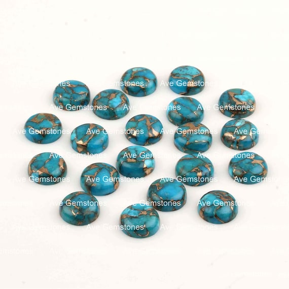 Wholesale Lot 7mm Round Cabochon Natural Blue Copper Turquoise Loose Gemstone 