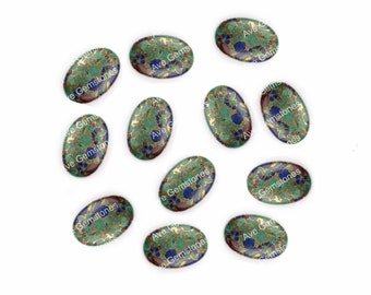 Natural Azurite Malachite Copper, Oval Cabochon, Semi Precious Stone, Loose Gemstone, For Jewelry Making, Calibrated Smooth, All Sizes Avail