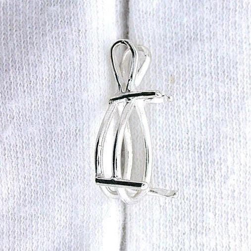 10x7mm Pear Shape Sterling Silver Pendant Setting - Pre-Notched For Easy Setting 7 thumbnail image