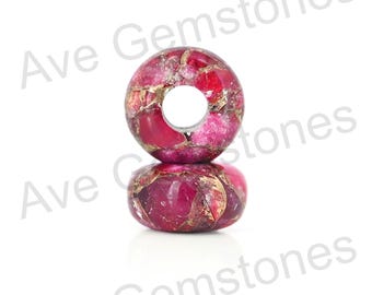 Ruby Copper, 14x8x5mm Rondelle Smooth, Mohave Copper Semi Precious Big Hole Beads, European Charms For Pandora Bracelets