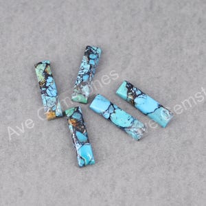 AAA+ Quality Kingman Turquoise 6 x 23 MM Rectangle Shape Cabochon, High Polished Calibrated Loose Gemstones, Flat Back For Jewelry Making