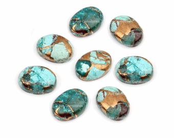 Natürliches Chrysokoll-Kupfer, ovaler Cabochon, Halbedelstein, loser Edelstein, für die Schmuckherstellung, kalibriert glatt, alle Größen verfügbar