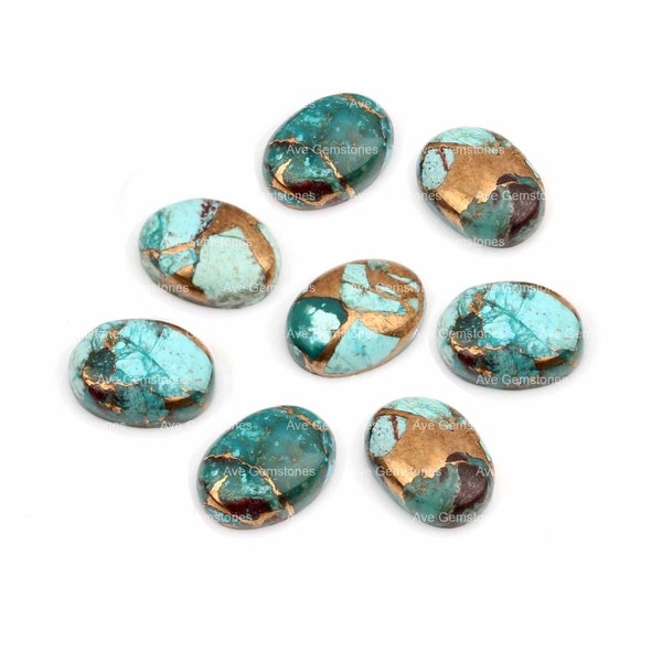 Natural Chrysocolla Copper, Oval Cabochon, Semi Precious Stone, Loose Gemstone, For Jewelry Making, Calibrated Smooth, All Sizes Available