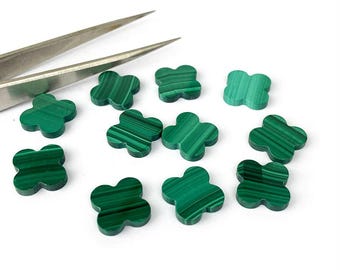 Black Onyx, Clover Both Side Flat, Loose Gemstone, Four Leaf Wholesale Supplier, Semi Precious Stone, For Making Jewelry, All Size Available
