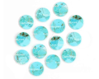 Arizona Turquoise, Round Shape Flat, Coin Gemstone, Both Side Flat, Semi Precious Stone, Kingman Turquoise, For Jewelry, All Sizes Available