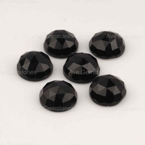 Zwarte Onyx, ronde roos gesneden platte rug, halfedelsteen, gekalibreerde facet, losse edelsteen, voor sieraden, hoogglans, alle maten beschikbaar