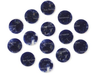 Blue Sodalite, Round Coin Both Side Flat, Loose Gemstone, Semi Precious Stone, Wholesale Supplier, For Making Jewelry, All Sizes Available