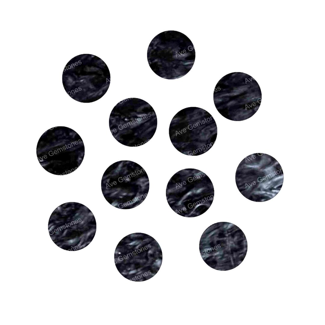 Synthetic Mother of Pearl, Graphite Color, Round Coin Disc Flat ...