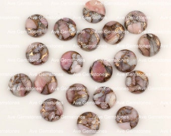Pink Opal Copper, Round Cabochon, Semi Precious Stone, Loose Gemstone, Calibrated Smooth, For Jewelry Making, All Size Available