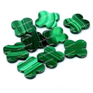 Malachite, Clover Both Side Flat, Loose Gemstone, Four Leaf, Wholesale Supplier, Semi Precious Stone, For Making Jewelry, All Size Available image 4