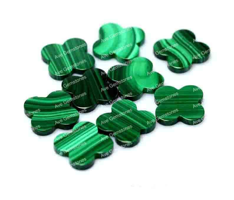 Malachite, Clover Both Side Flat, Loose Gemstone, Four Leaf, Wholesale Supplier, Semi Precious Stone, For Making Jewelry, All Size Available image 4