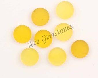 Yellow Chalcedony Round Shape Flat Round Shape Gemstone, Loose Beads For Jewelry Earring Making, Calibrated Stones 12mm All Sizes Available