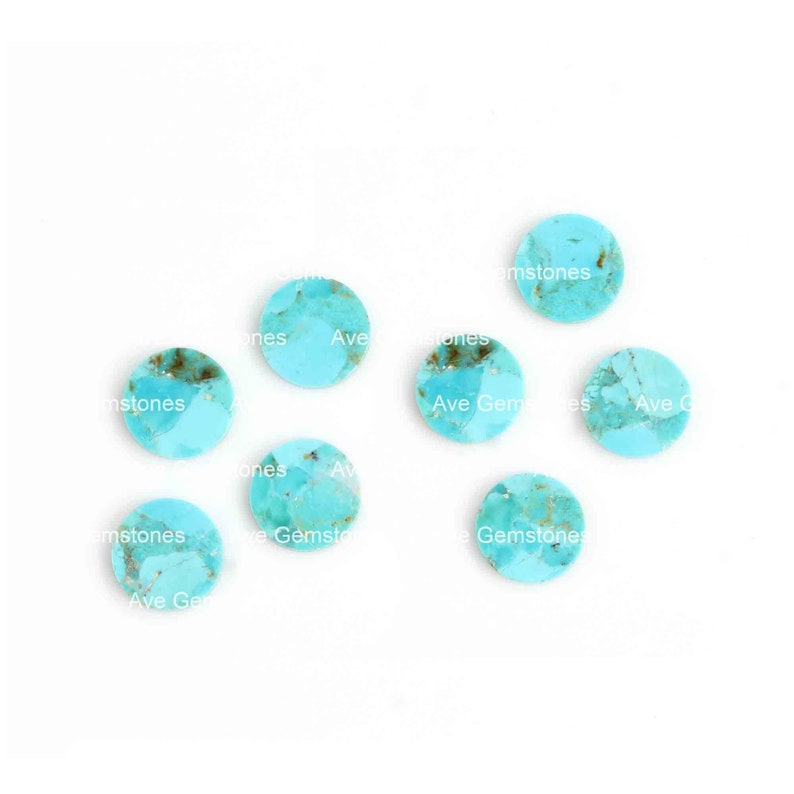 Arizona Turquoise, Round Shape Flat, Coin Gemstone, Both Side Flat, Semi Precious Stone, Kingman Turquoise, For Jewelry, All Sizes Available