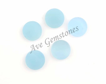 Light Blue Chalcedony, Round Coin, Both Side Flat, Semi Precious Stone, Loose Gemstone For Jewelry, Wholesale Supplier, All Sizes Available