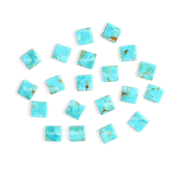 Arizona Turquoise, Square Shape Cabochon, Calibrated Smooth, Loose Gemstone, Semi Precious Stone, For Jewelry Making, All Sizes Available