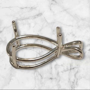 925 Sterling Silver pear semi mount pendant settings Pr-notched 6x4mm to 18x13mm for faceted oval stones