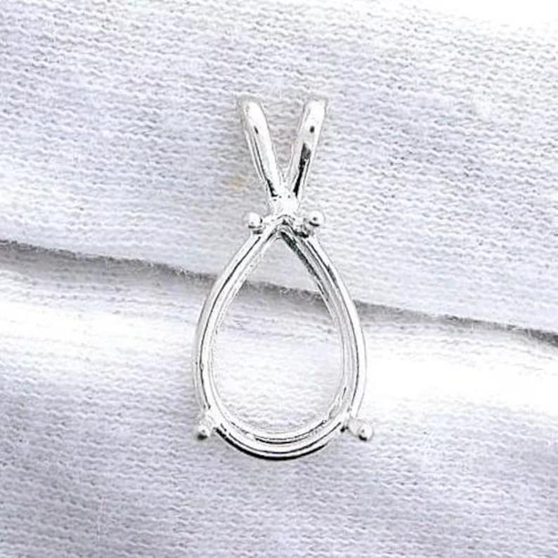 925 Sterling Silver Pear Semi Mount Pendant Settings Pr-notched 7x5mm ...