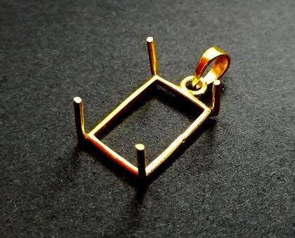 925 Sterling Silver Rectangle Shape Semi Mount Pendant Settings Pr ...