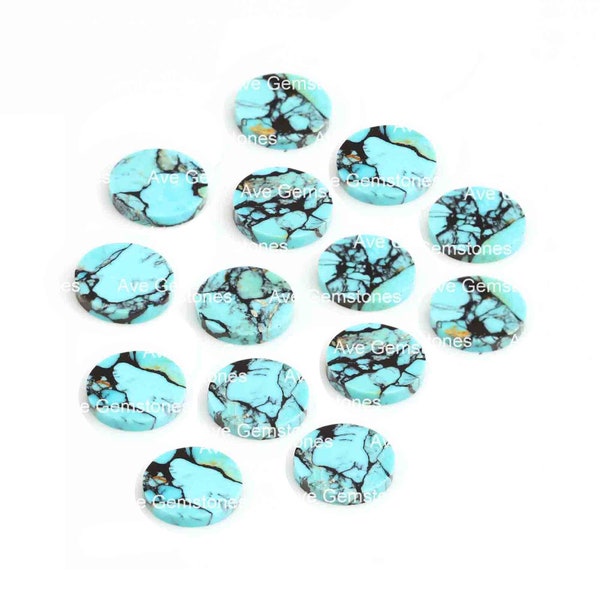 Blue Kingman Turquoise, Round Coin, Both Side Flat, Semi Precious Stone, Loose Gemstone, For Jewelry, Wholesale Supplier, All Size Available