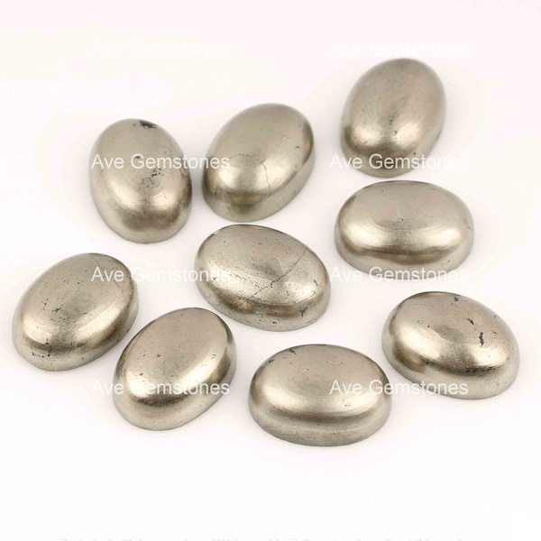 Natural Pyrite Fool's Gold, Oval Cabochon, Semi Precious Stone, Calibrated Smooth, Healing Mineral Gemstone, For Jewelry, All Size Available
