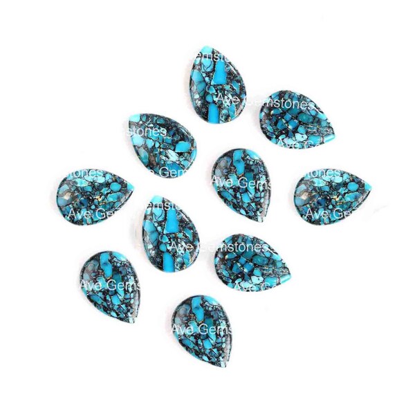 Natural Blue Tibetan Turquoise, Pear Smooth Briolette, Semi Precious Stone, For Jewelry Making, Wholesale Supplier, All Sizes Available