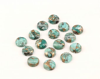 Natürlicher Chrysocolla Kupfer, runder Cabochon, kalibriert glatt, Halbedelstein, für Schmuck, Großhandelslieferant, alle Größen verfügbar