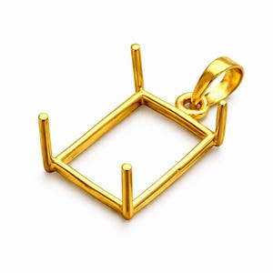 925 sterlingzilveren rechthoekige semi-gemonteerde hanger met ingekerfd 7 x 5 mm tot 18 x 13 mm voor gefacetteerde/cab-achthoekige stenen