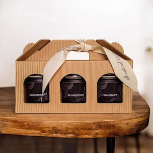 Coffret de bougies parfumées naturelles faites à la main en cire de soja végétalienne, coffret cadeau avec 3 bougies en cire de soja et aux huiles essentielles