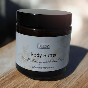 Organic natural moisturizing nourishing thick handmade vegan  body butter - vanilla and orange