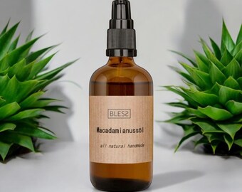 Óleo de noz de macadâmia – nutritivo, hidratante, de alta qualidade, prensado a frio, natural e orgânico, para o corpo e cabelo, regenerador e suavizante.