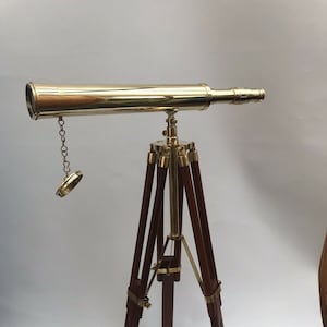 18 inch Nautical Marine Spyglass Brass Desktop Telescope On Wooden Tripod Stand