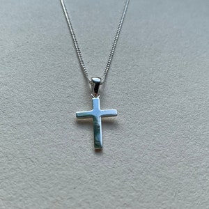 Mother&#39;s  Minimalist Cross Pendant, Christian symbol, sterling silver, godparent gift, baptism, gifts for men, gifts for women, communion,
