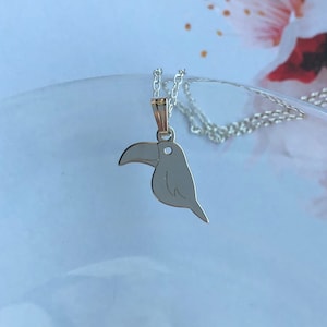 Christmas Christmas Silver Toucan necklace, bird pendant, animal lover, unique small cute gift, handmade  present, gifts for her,  gift,