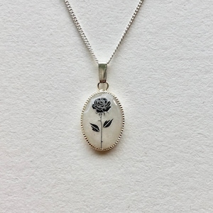 Black Rose necklace, gothic, Victorian pendant, flower necklace, resin flower, rose charm, romantic, gift for her,  present for her