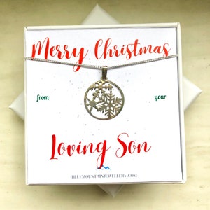 Mother&#39;s  Snowflake Necklace, Jewellery Gift for Mum,  gift, winter, Unique, Sterling silver, personalised gift for mum, jewellery present