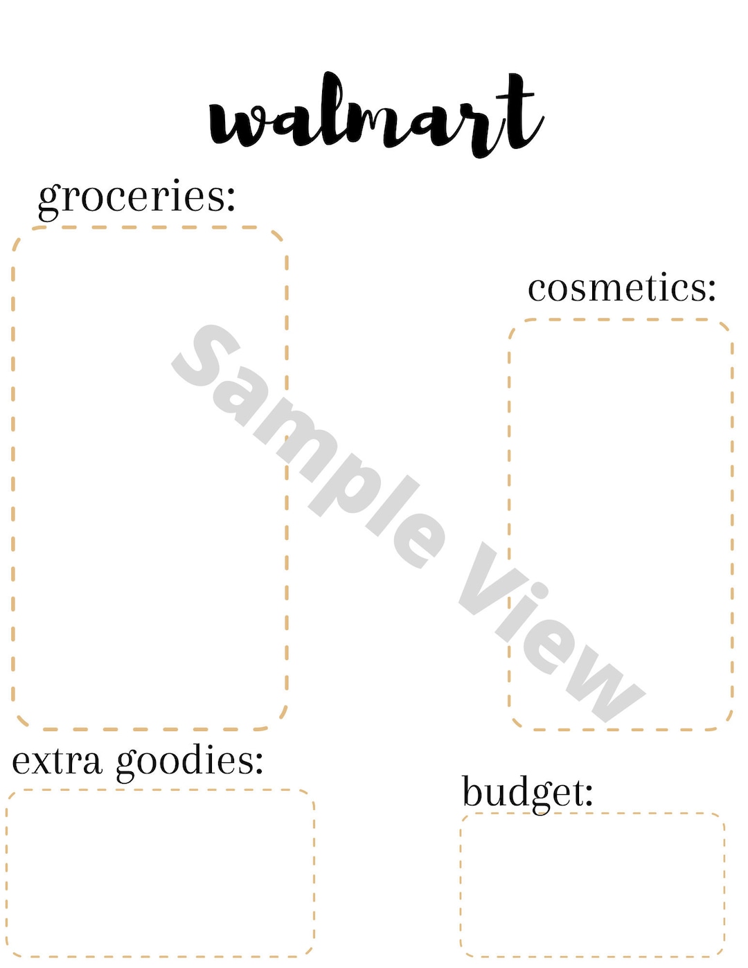 Printable Download for Walmart Shopping List for Organization - Etsy