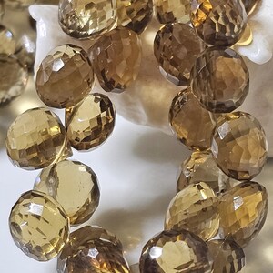 Natural Honey Quartz Briolette Onion Shape Translucent Faceted Superior Quality / Size 6 mm X 7 mm image 5
